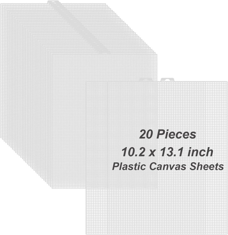 ALISWAT 20 Pieces 7 Count Plastic Canvas Sheets for Embroidery, 10.2 x 13 Inch 7 Mesh Plastic Canvas Sheet, Plastic Mesh, White Eye Mesh for Acrylic Yarn Crafting, Knit Crochet Projects and Make Aquarium - Image 1